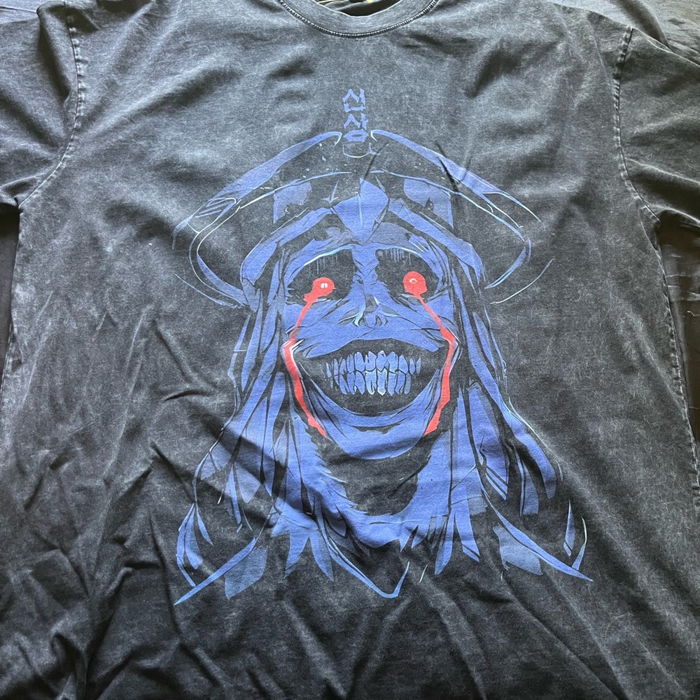 Graphic Tee with Blue and Red Design